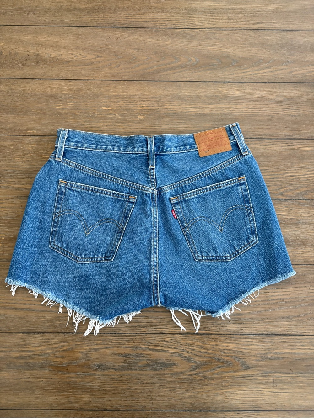 Levi's Distressed Blue Denim Jean Shorts - Picture 2 of 4